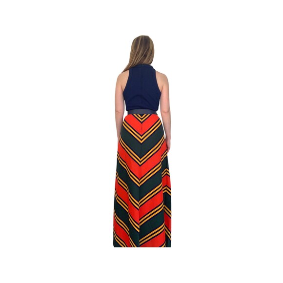 70s Chevron Striped Maxi Dress Mod Retro Vintage Jonathan Logan XS - Picture 4 of 7